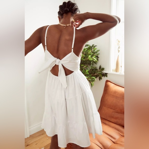 Faithfull The Brand Octavia Plain White Mini Dress - Size XS - Picture 2 of 8